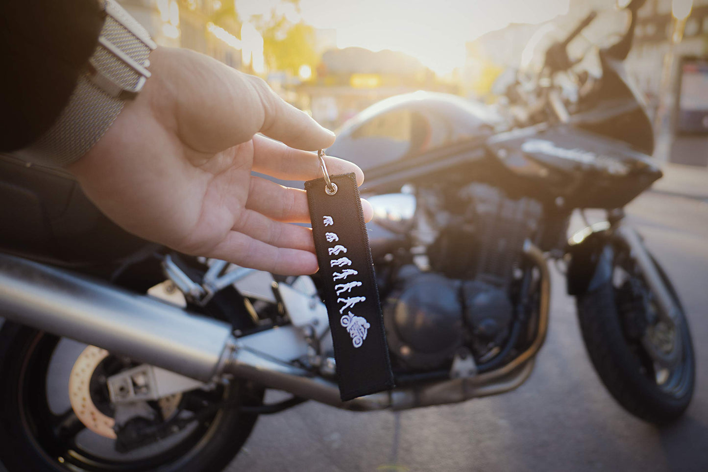 BIKER EVOLUTION - Motorrad Schlüsselanhänger - bestickt & kratzfest - 130 x 30 mm - Klassik