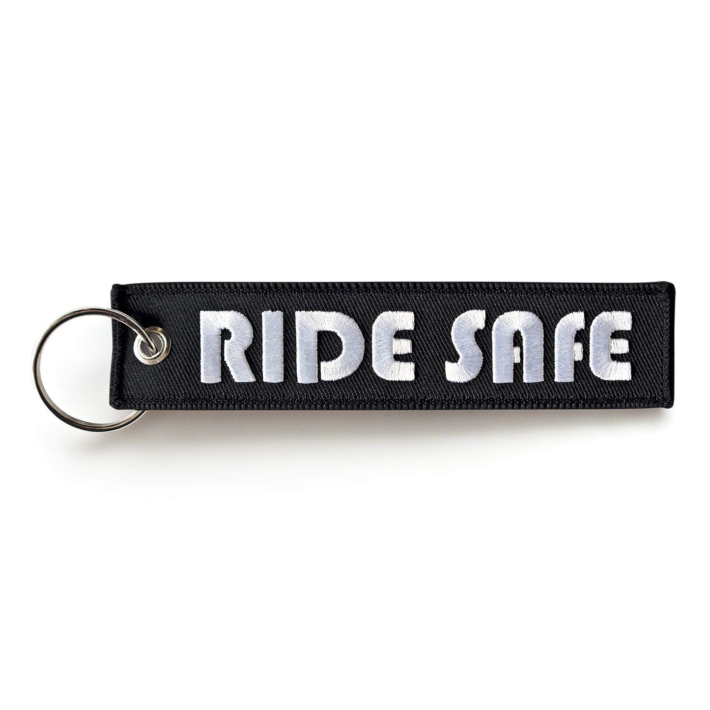 RIDE SAFE - Motorrad Schlüsselanhänger - bestickt & kratzfest - 130 x 30 mm