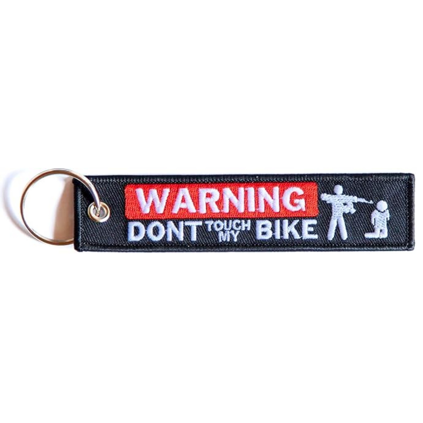 DONT TOUCH MY BIKE - Motorrad Schlüsselanhänger - bestickt & kratzfest - 130 x 30 mm - GLOW