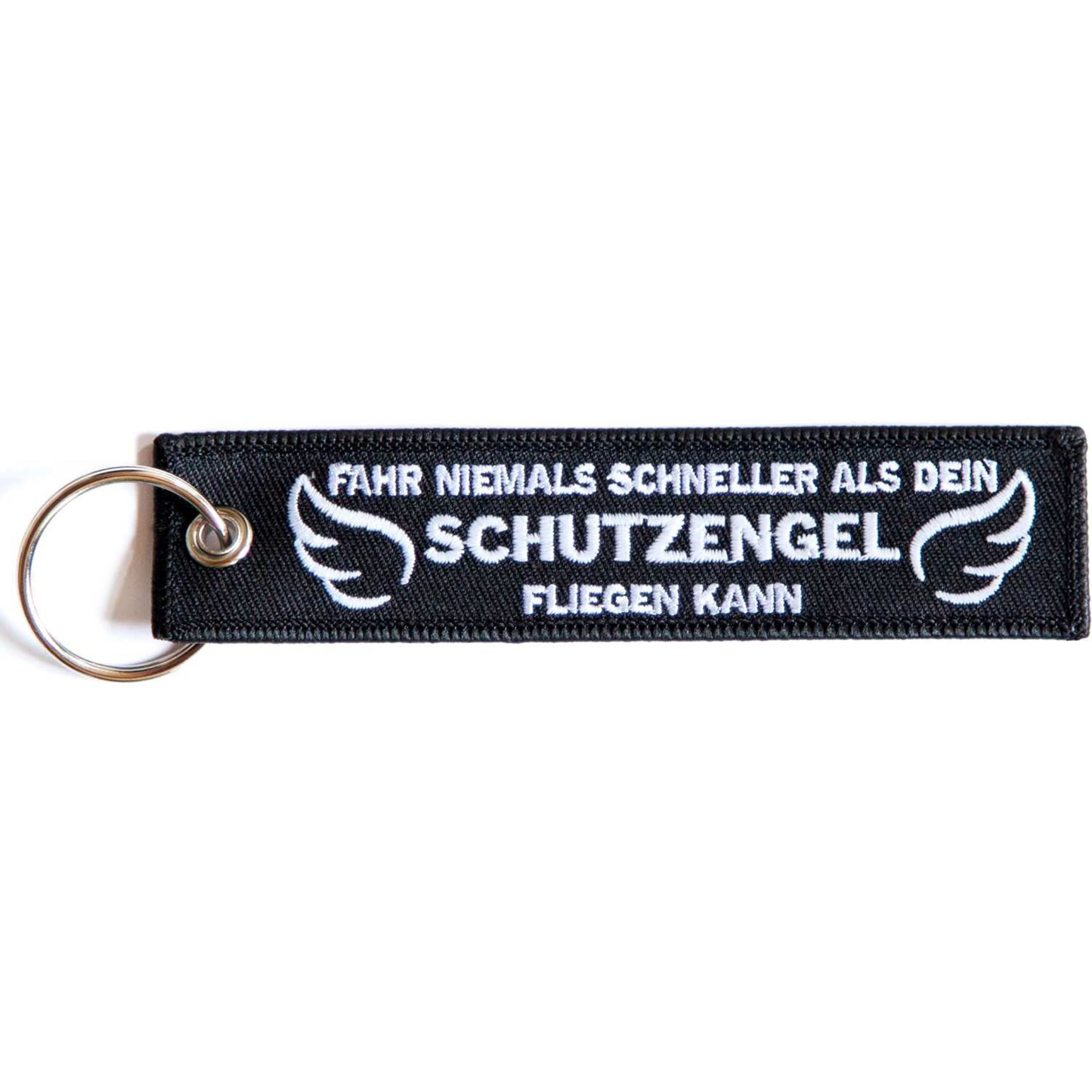 SCHUTZENGEL - Motorrad Schlüsselanhänger - bestickt & kratzfest - 130 x 30 mm - GLOW