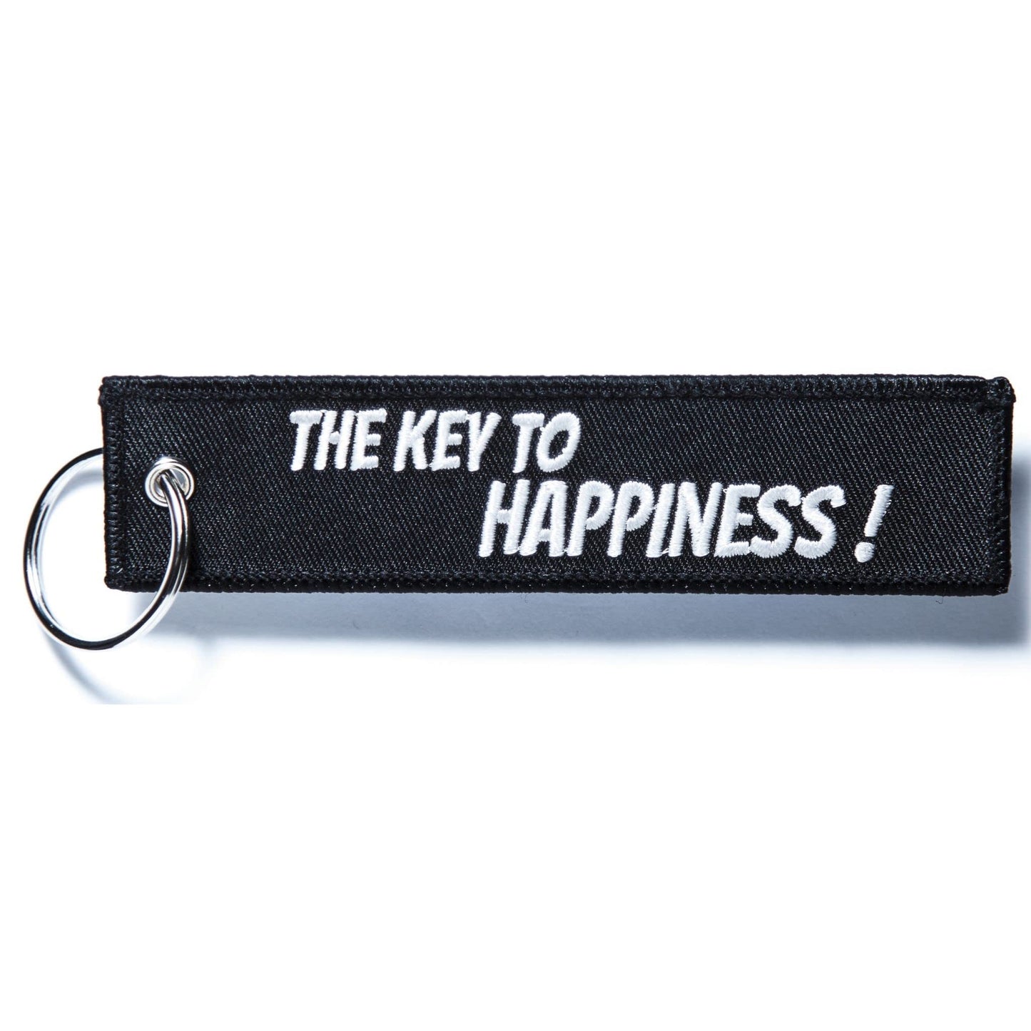 THE KEY TO HAPPINESS - Motorrad Schlüsselanhänger - bestickt & kratzfest - 130 x 30 mm