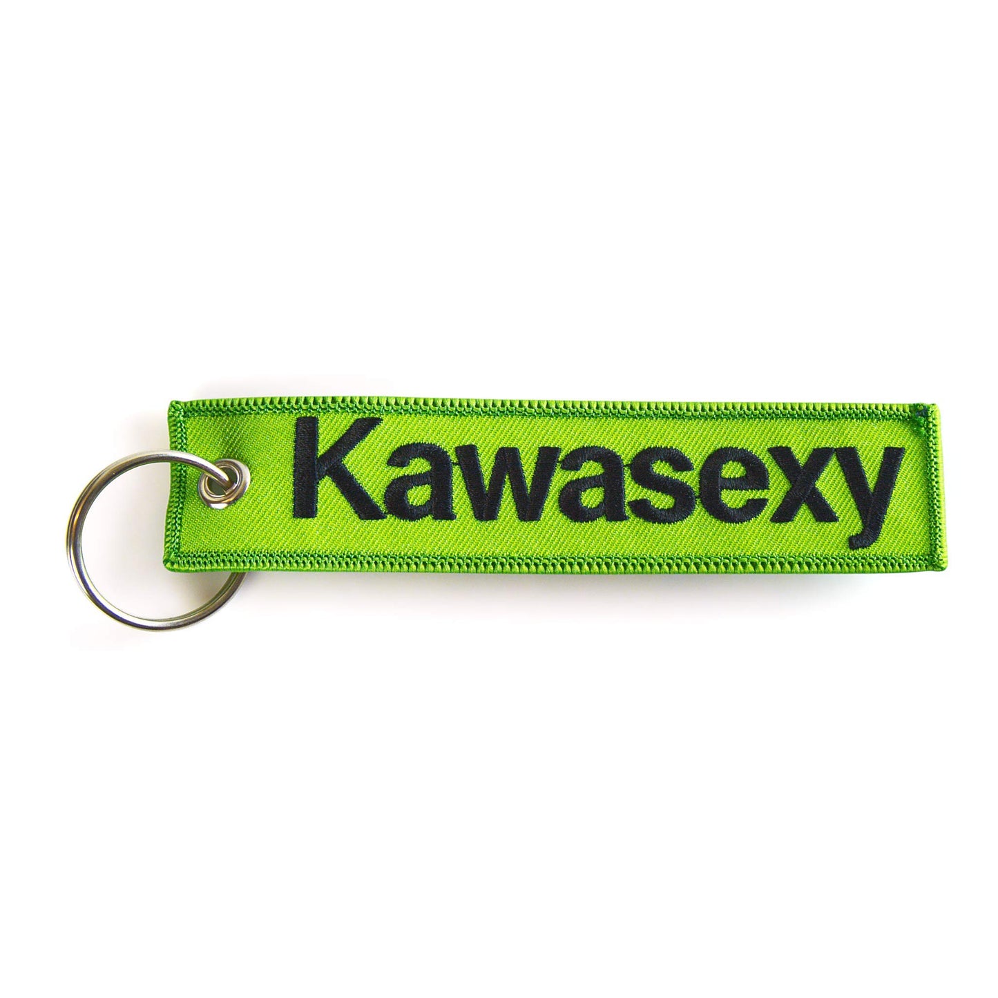 KAWASEXY - Motorrad Schlüsselanhänger - bestickt & kratzfest - 130 x 30 mm - grün